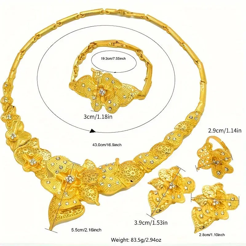 Luxury Exaggerated Copper Alloy Hollow Flower Bridal Jewelry