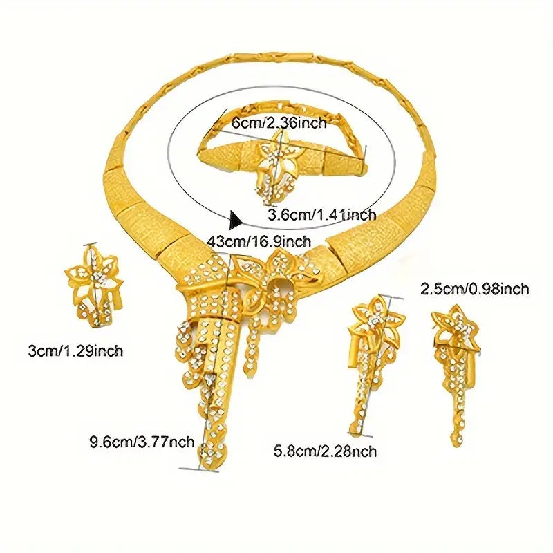 Luxury Exaggerated Copper Alloy Hollow Flower Bridal Jewelry
